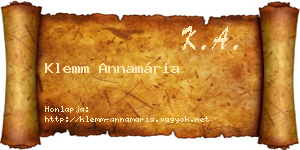 Klemm Annamária névjegykártya